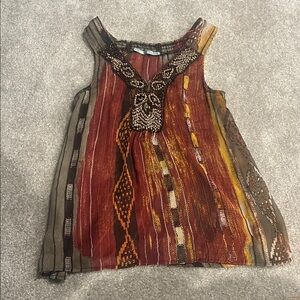 Maurices women’s shirt with Red and Brown Patterns